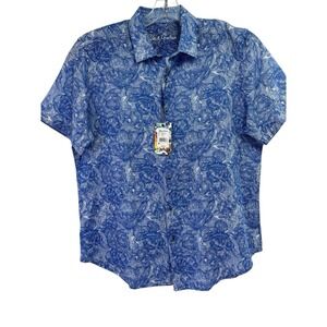 Robert Graham Kepler Sz Large Linen/Cotton Floral Print Button Shirt (X45) NWTs
